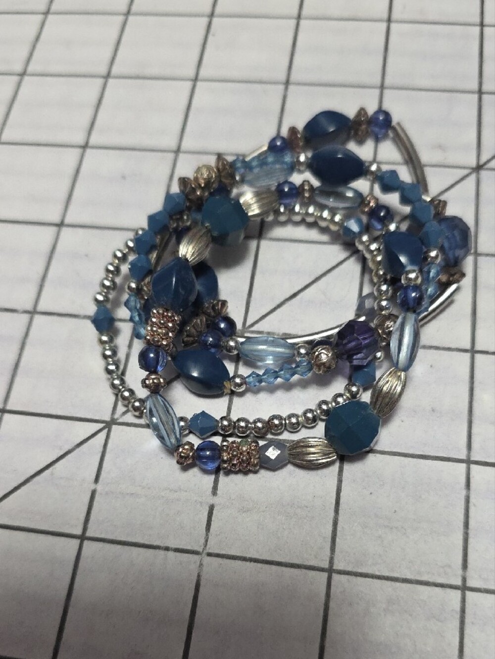 croft & barrow Blue Mixed-Bead Stretch Bracelet Set Of 5, Gently Preloved